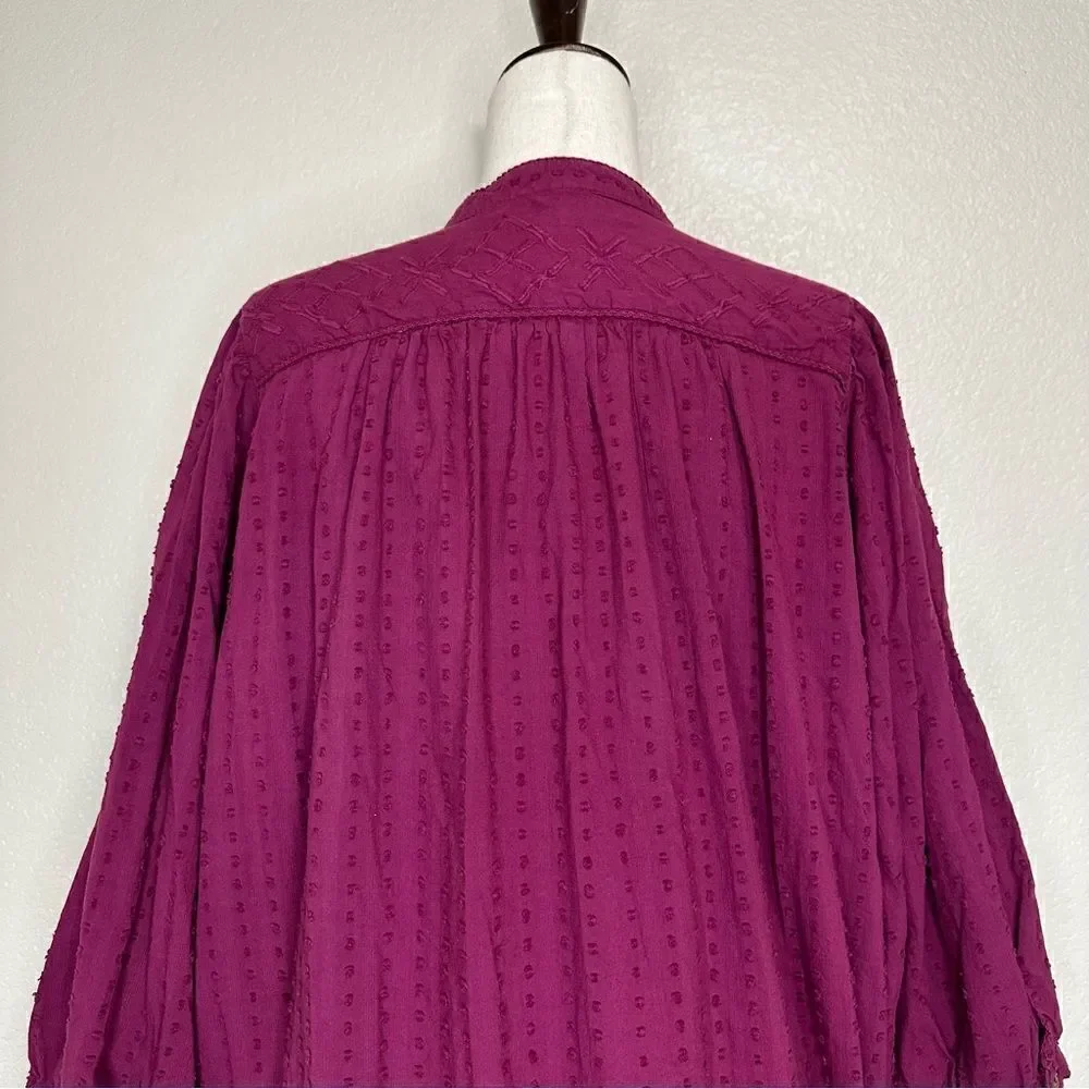 Anthropologie Pilcro Tavi Boho Embroidered Button Down Top